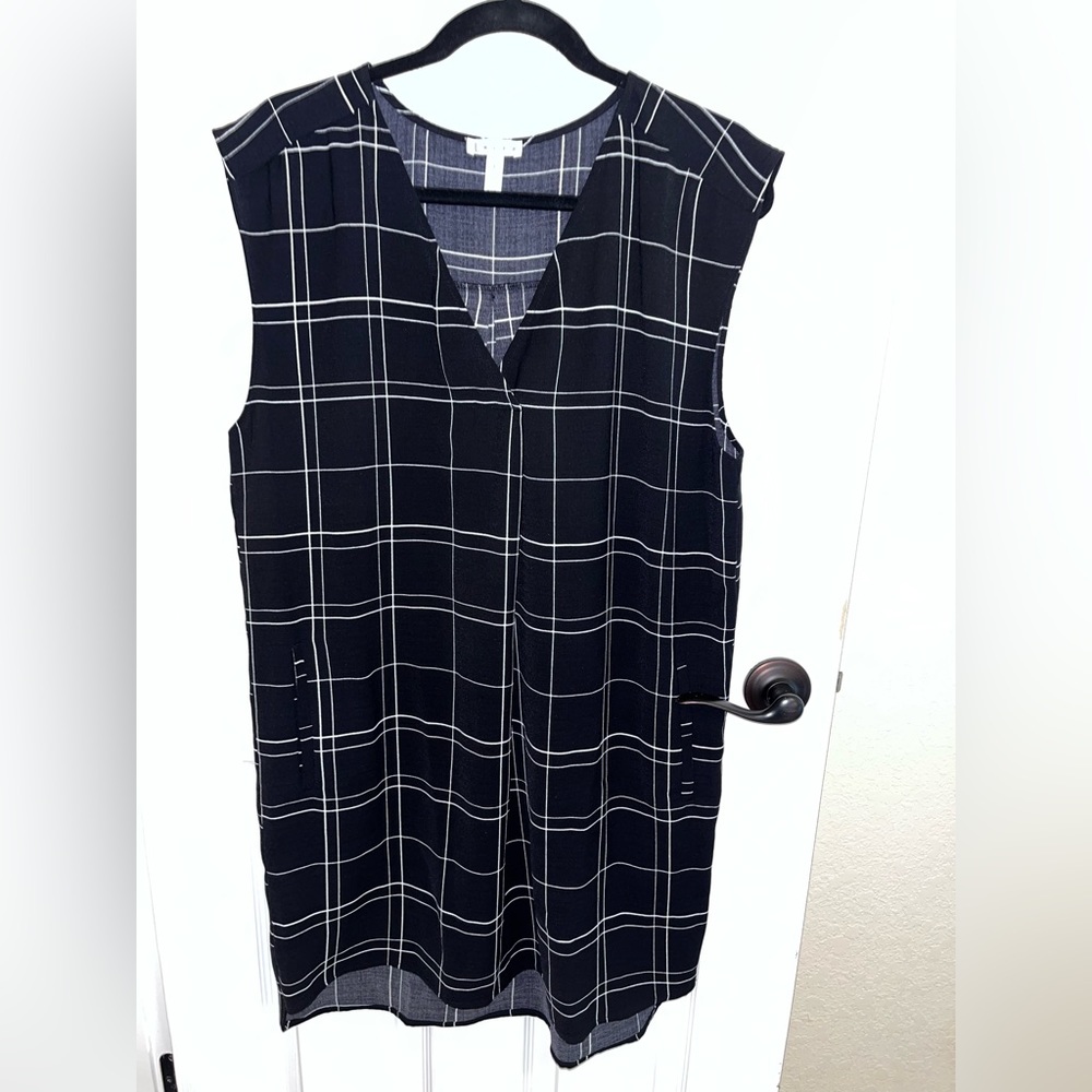 V neck plaid shift dress